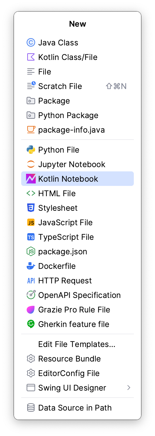 Create Kotlin Notebook file Create Kotlin Notebook file