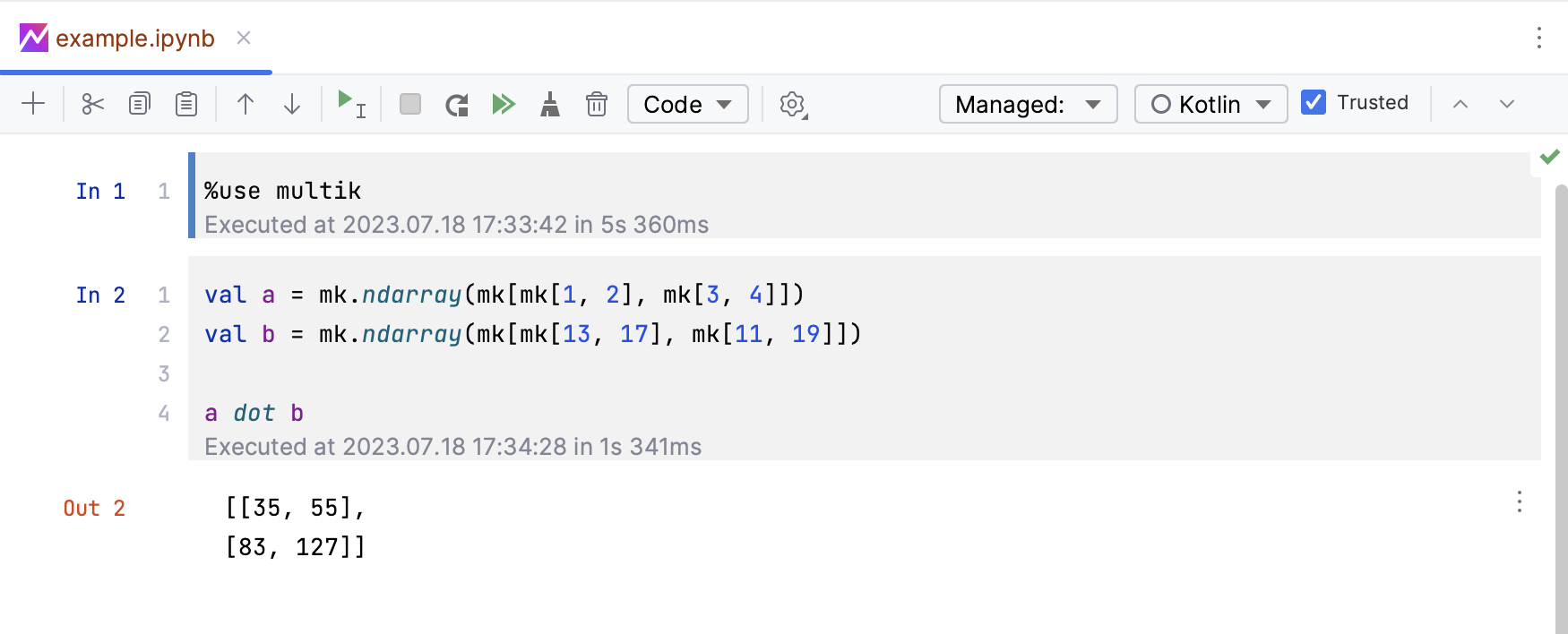 Kotlin-Notebook with Multik